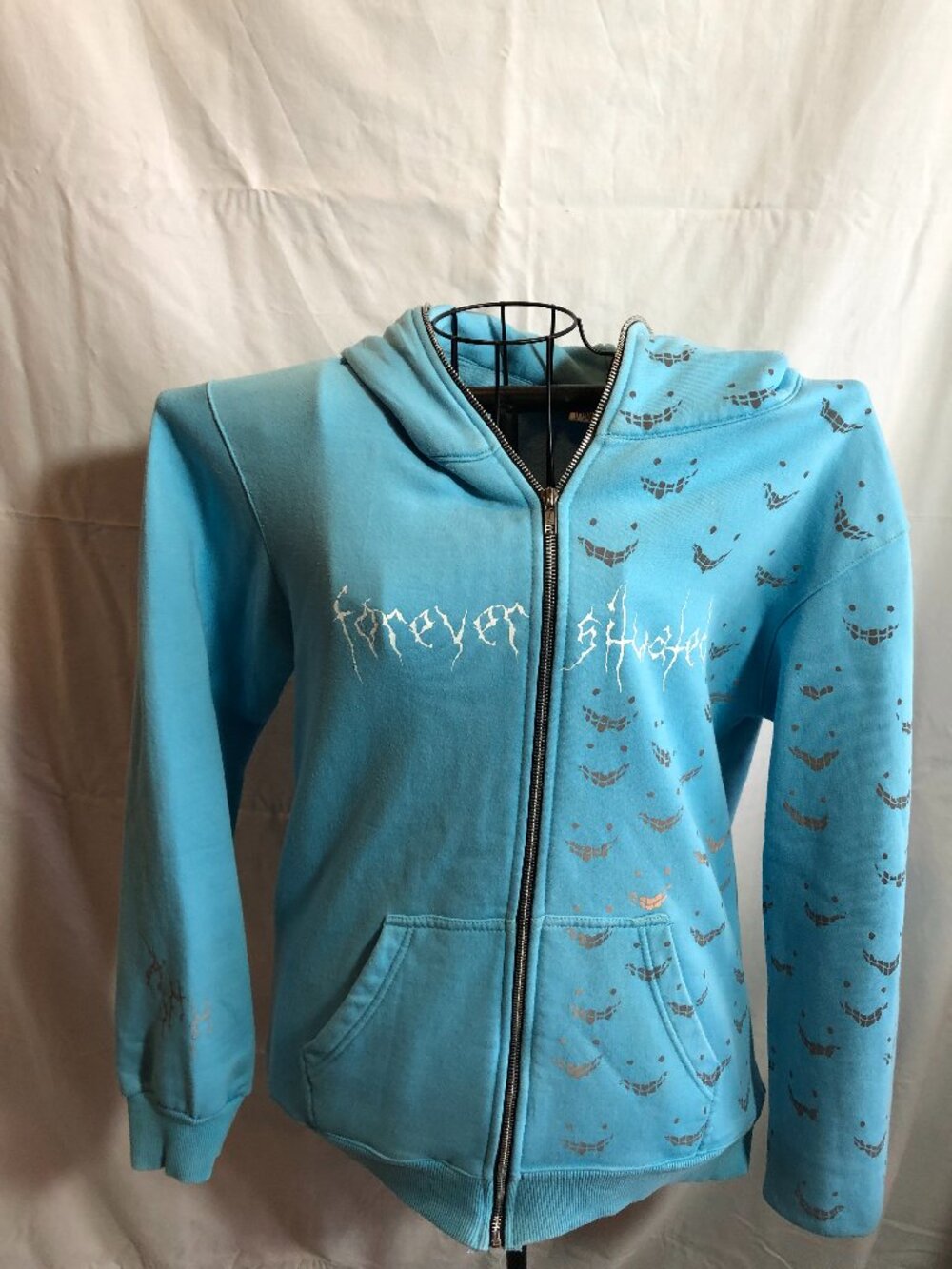 FOREVER Brand LARGE Mens FOREVER SITUATED GRAPHIC Blue Hoodie #KD